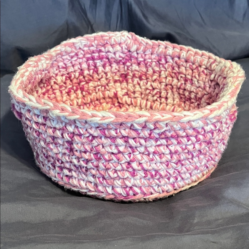 Handcrafted Pink Crochet Basket
